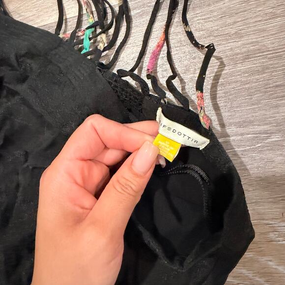 Leifs Dottir Anthropologie Black Halter 100% silk Bird print Maxi Dress Size 0 - Picture 5 of 6